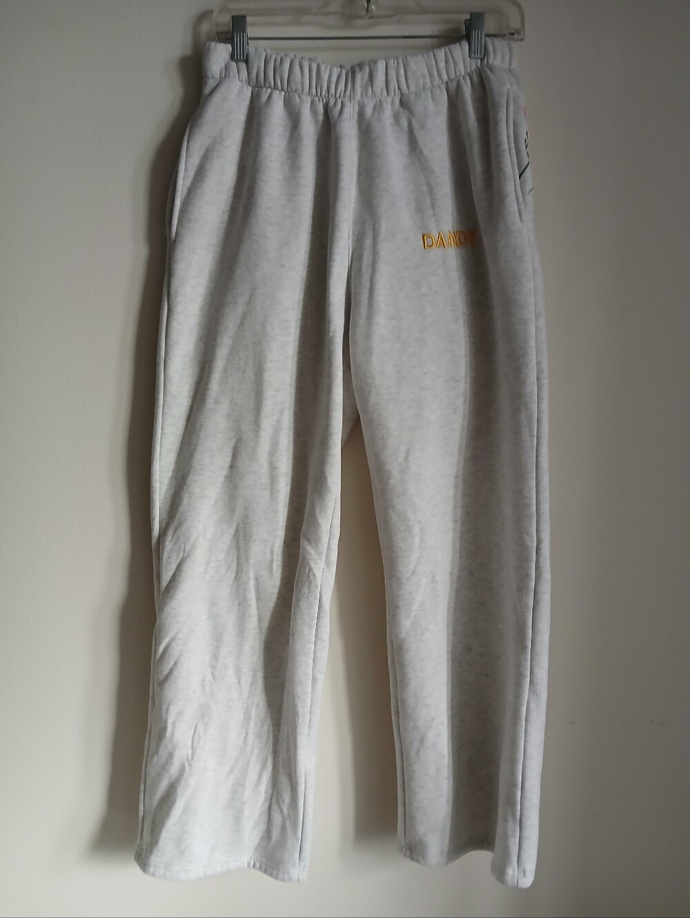Dandy Worldwide Sweatpants Size Large Light Gray Cozy Embrodiered